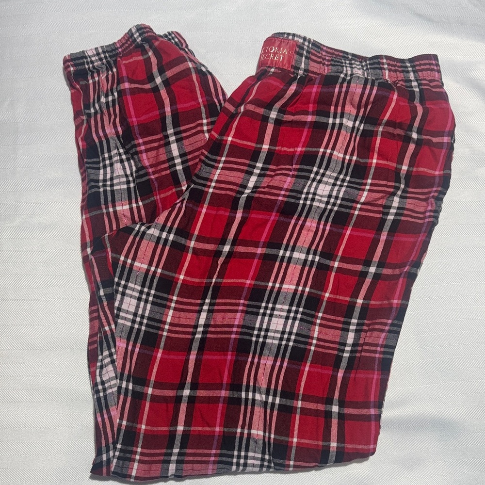 Victoria's Secret Red and Black Plaid Men’s Lounge Pants